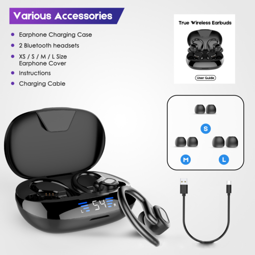 Auriculares deportivos Bluetooth V5.0 con pantalla LED para iPhone y Huawei