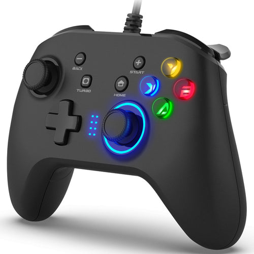 Control de juegos con cable, joystick y función de doble vibración.