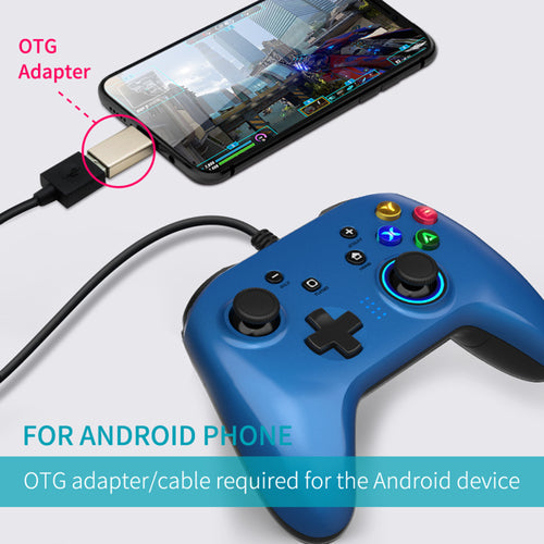 Control de juegos con cable, joystick y función de doble vibración.