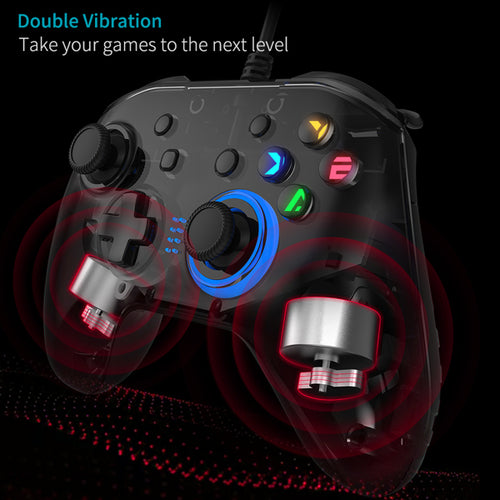 Control de juegos con cable, joystick y función de doble vibración.
